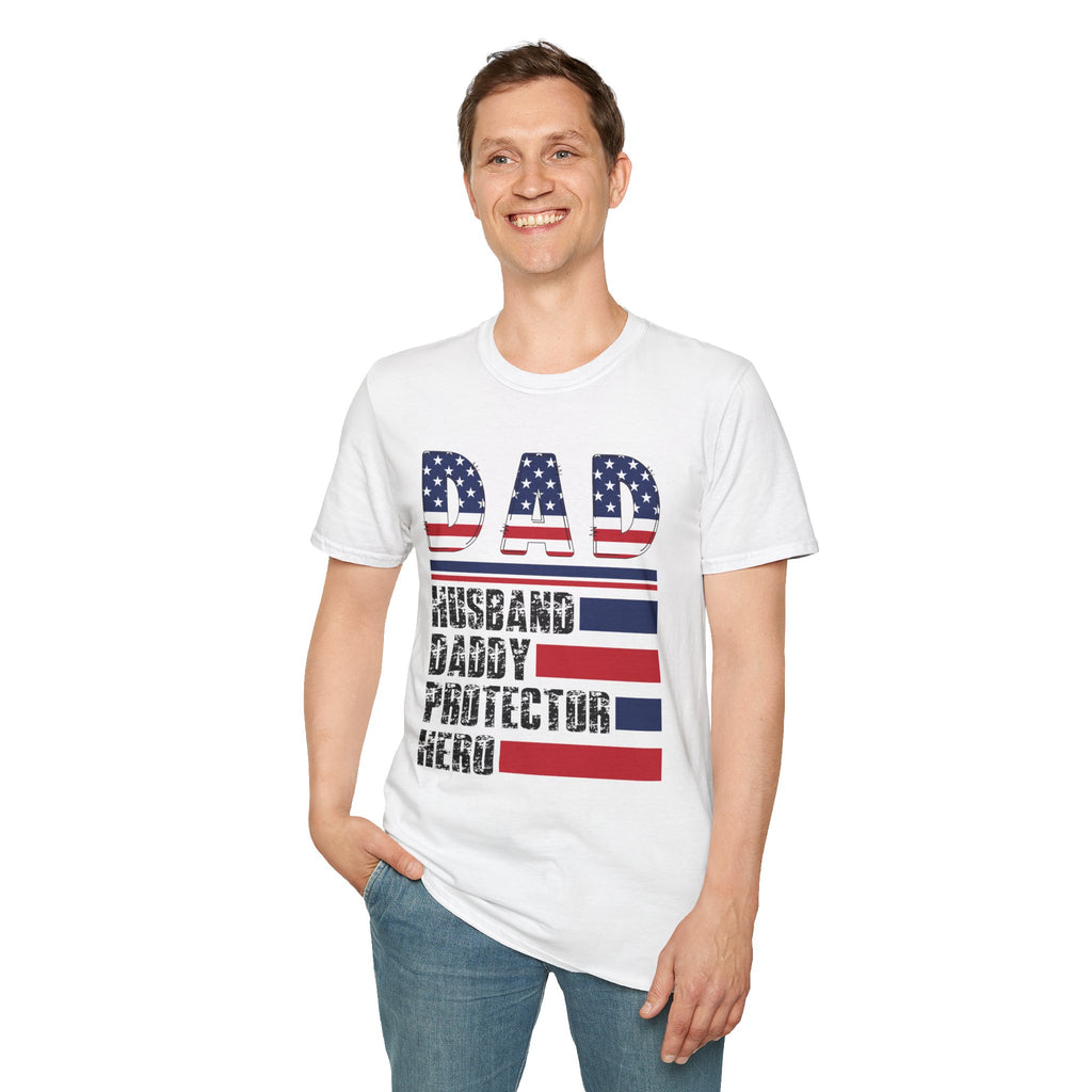 Patriotic DAD American Flag T-Shirt | Dad Husband Daddy Protector Hero