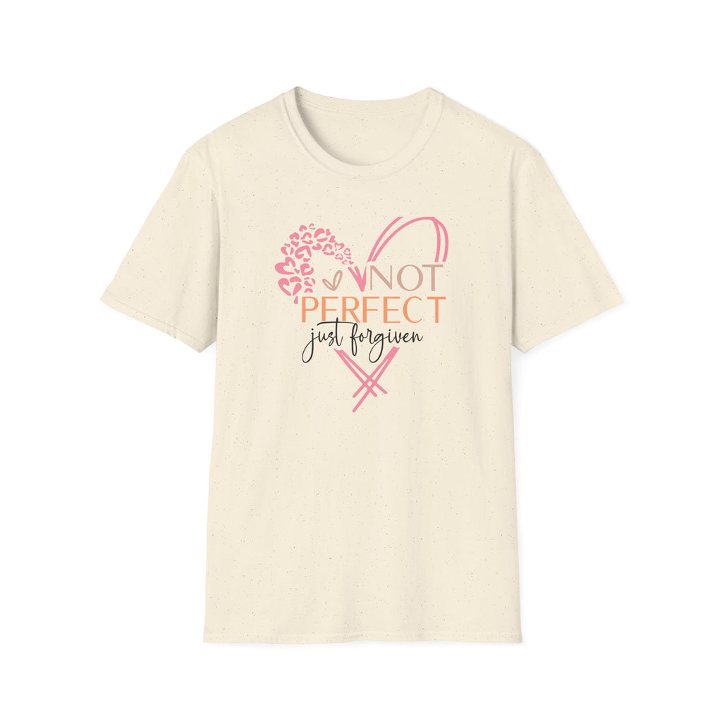 Not Perfect Just Forgiven T-Shirt | Heart Leopard Script Faith Tee