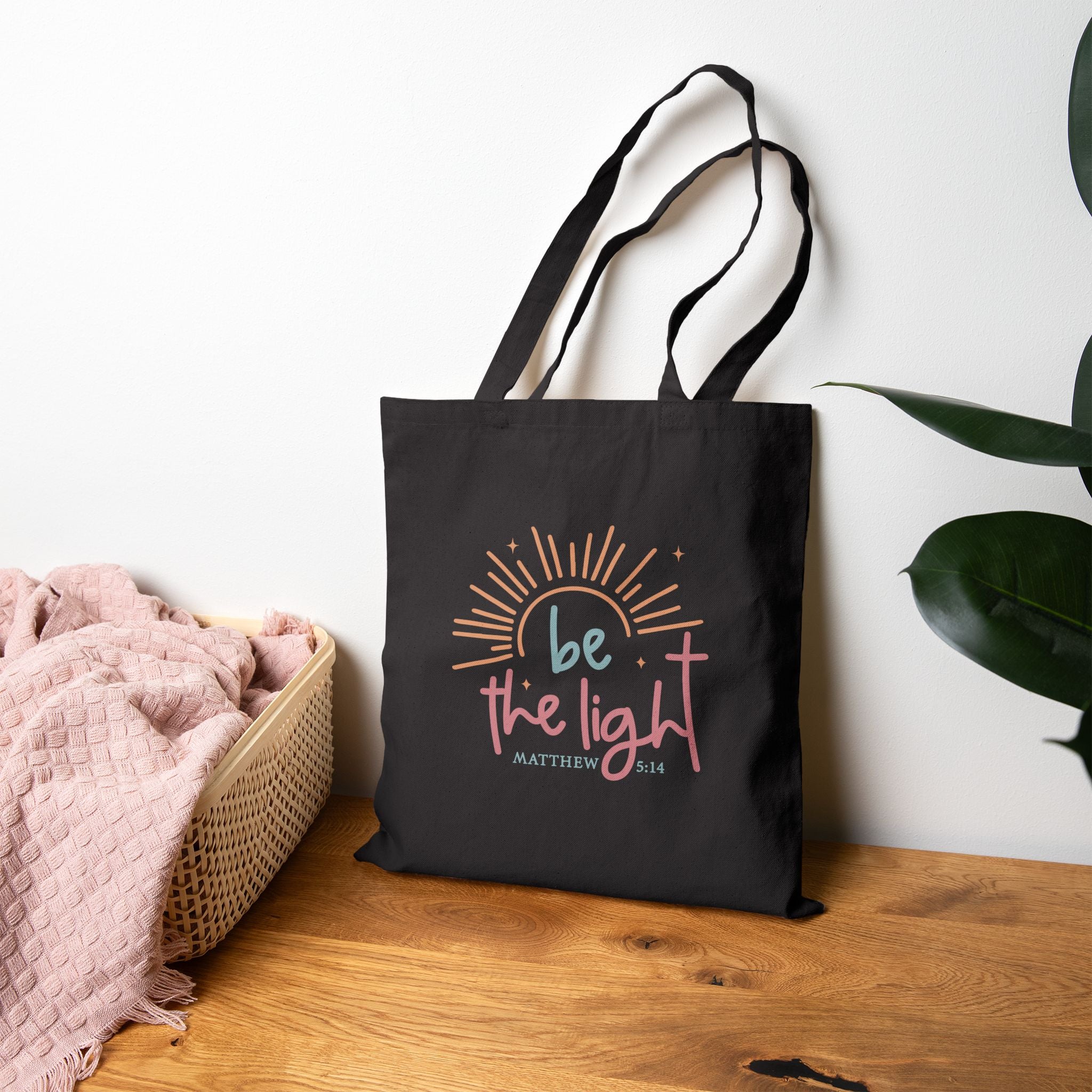 Be the Light sunburst Tote Bag | inspirational scripture Matthew 5:14