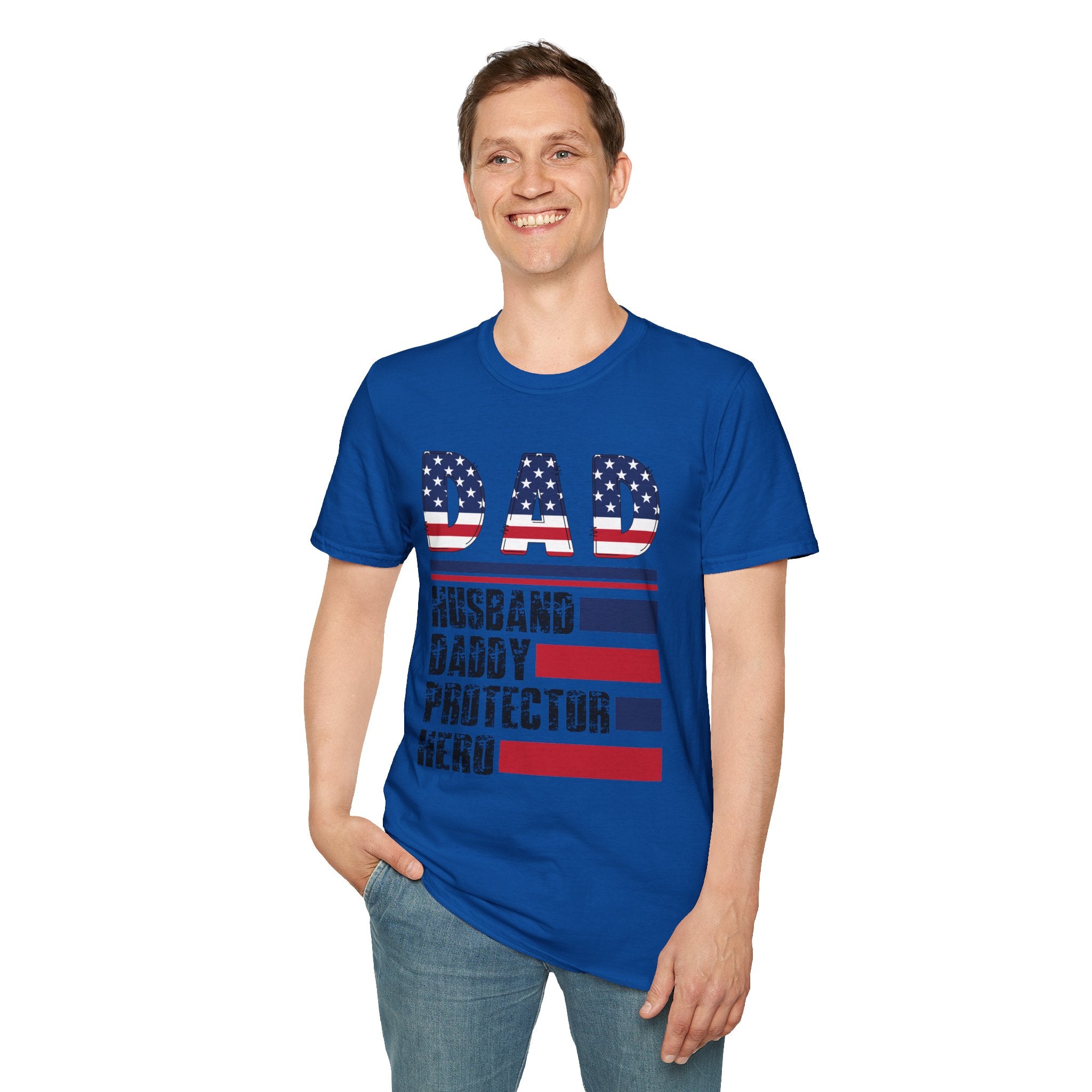 Patriotic DAD American Flag T-Shirt | Dad Husband Daddy Protector Hero