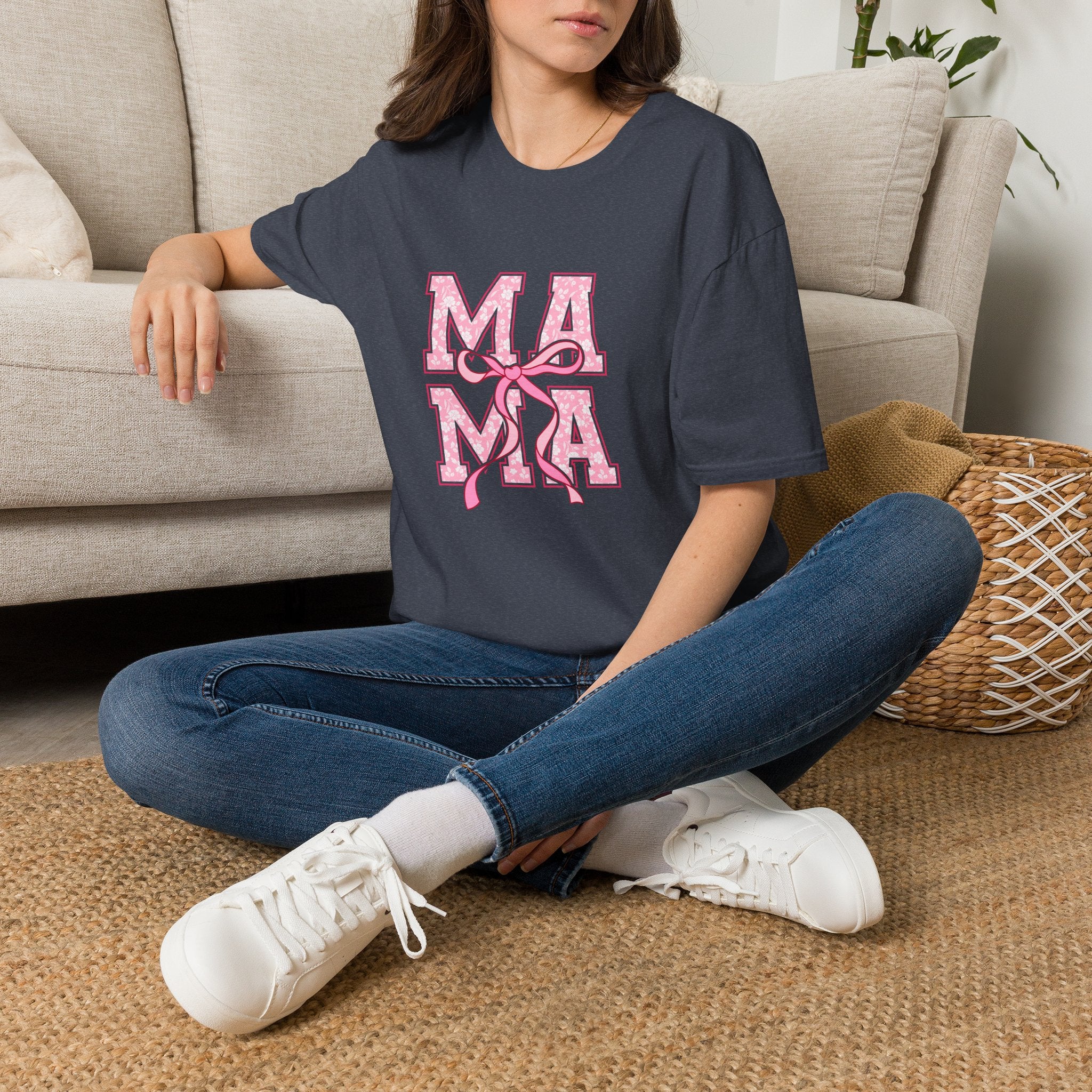 Mama Script Ribbon Monogram T-Shirt