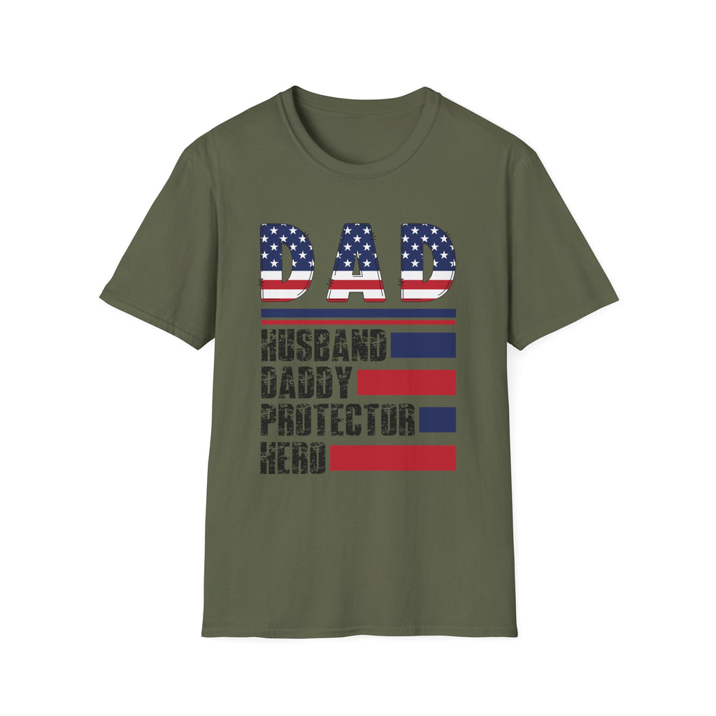 Patriotic DAD American Flag T-Shirt | Dad Husband Daddy Protector Hero