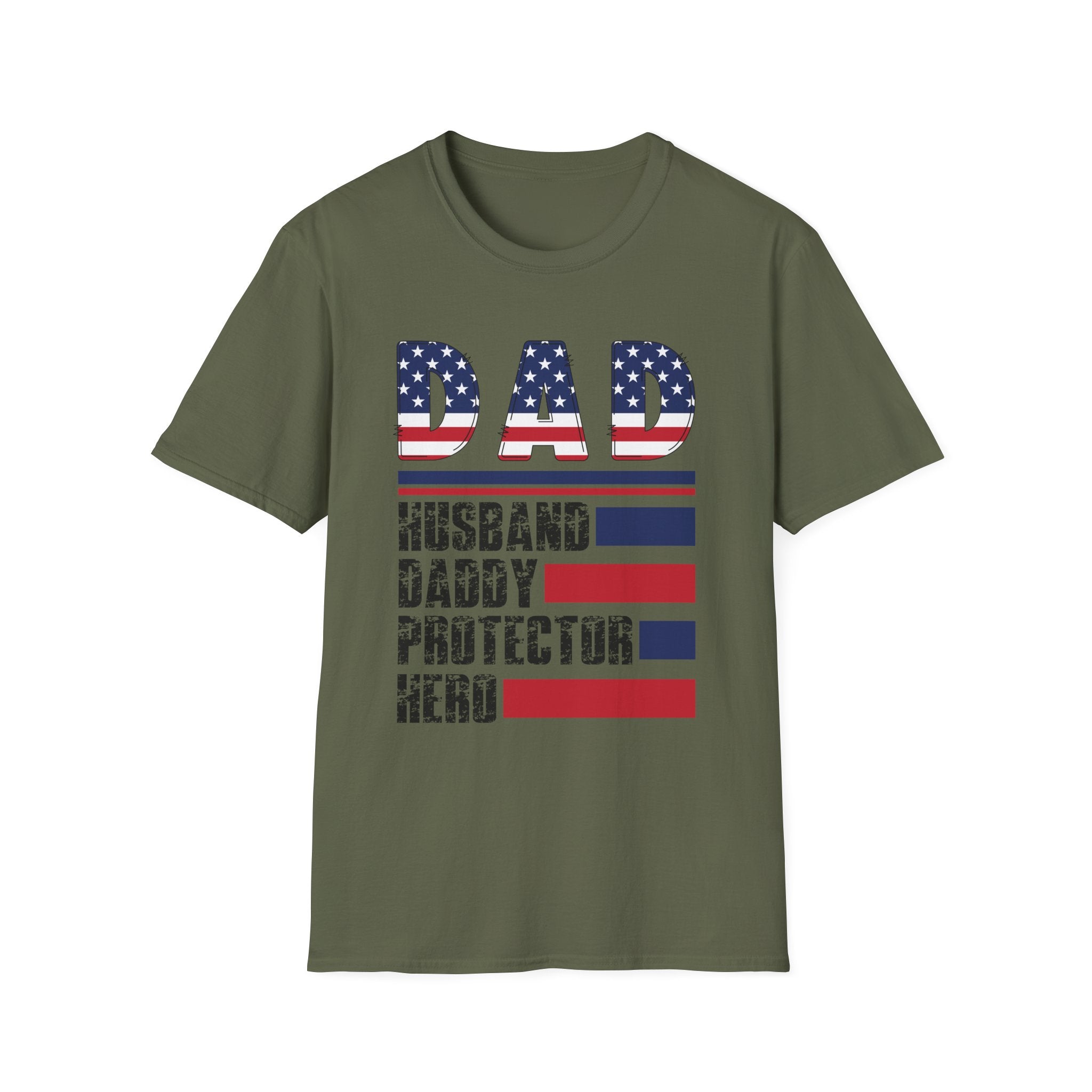 Patriotic DAD American Flag T-Shirt | Dad Husband Daddy Protector Hero