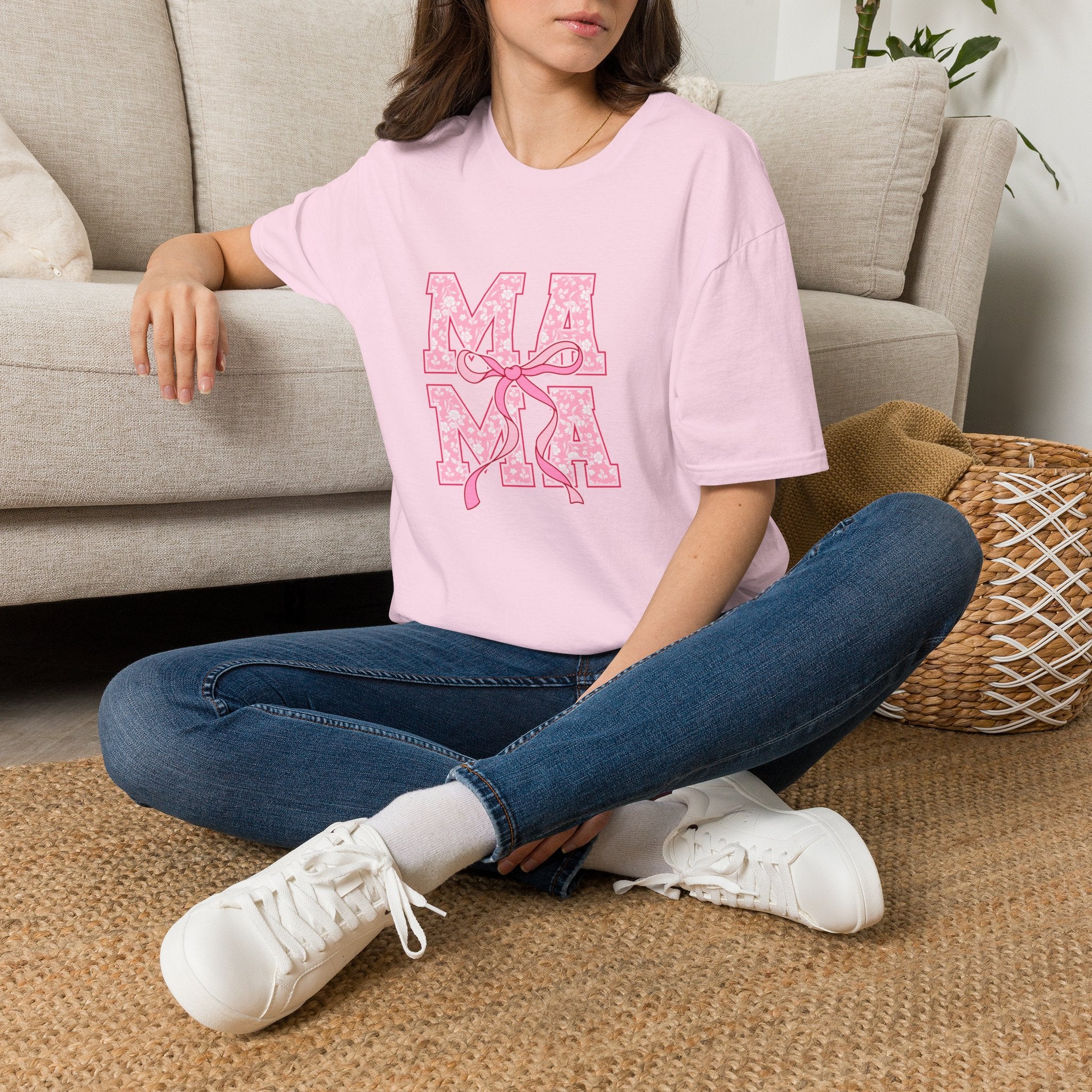 Mama Script Ribbon Monogram T-Shirt