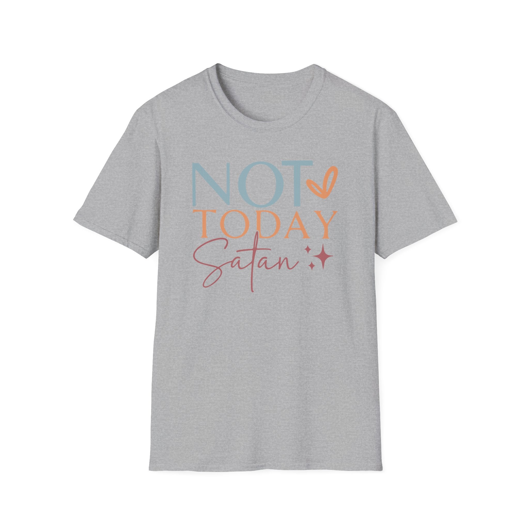 Not Today Satan T-Shirt | Quote Graphic Tee, Pastel Heart Typography