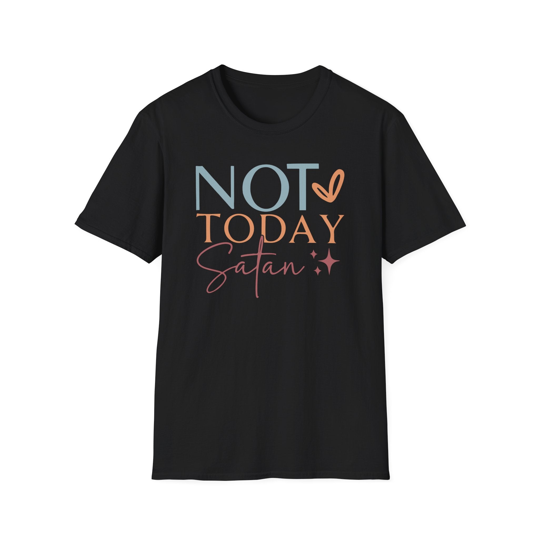 Not Today Satan T-Shirt | Quote Graphic Tee, Pastel Heart Typography
