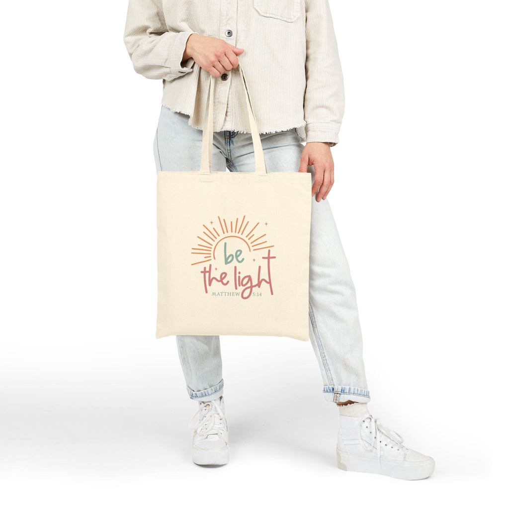 Be the Light sunburst Tote Bag | inspirational scripture Matthew 5:14