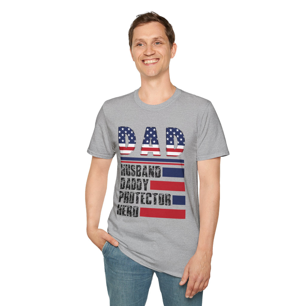 Patriotic DAD American Flag T-Shirt | Dad Husband Daddy Protector Hero