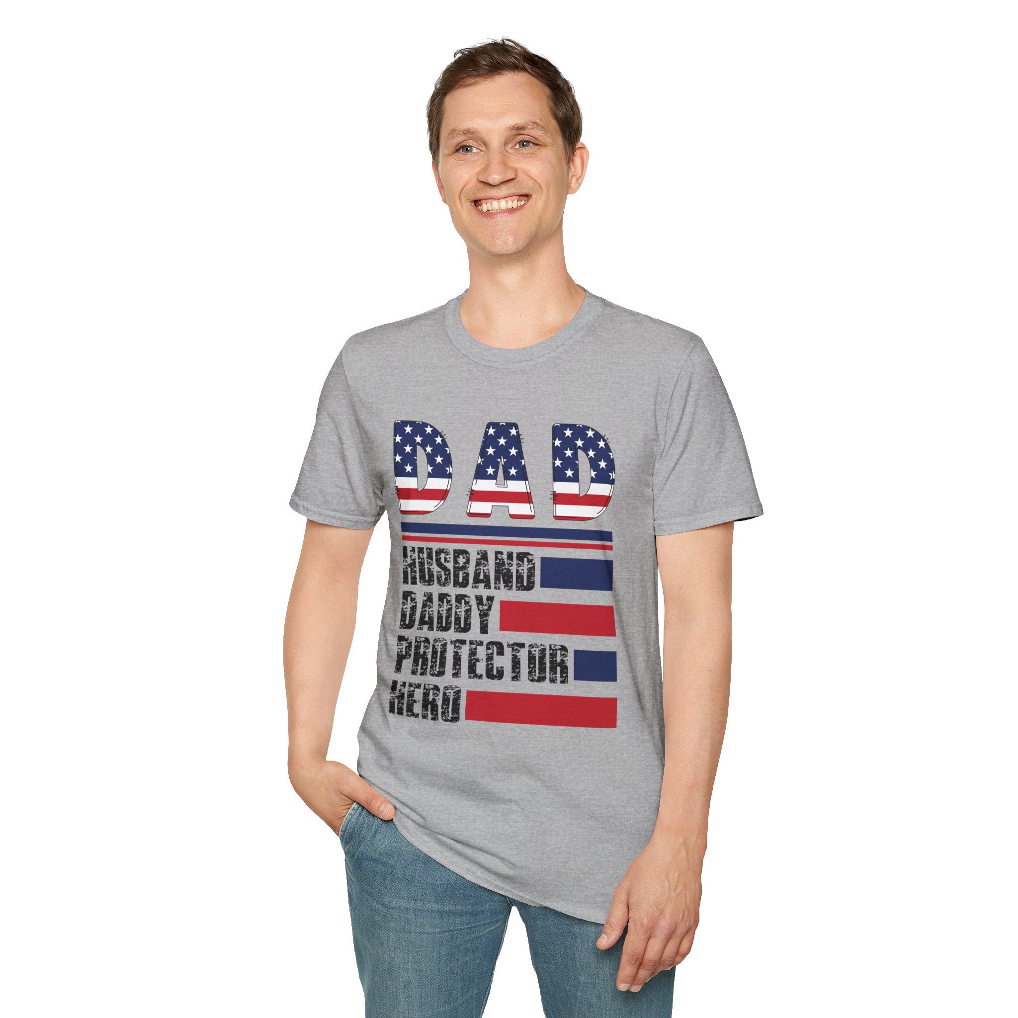 Patriotic DAD American Flag T-Shirt | Dad Husband Daddy Protector Hero