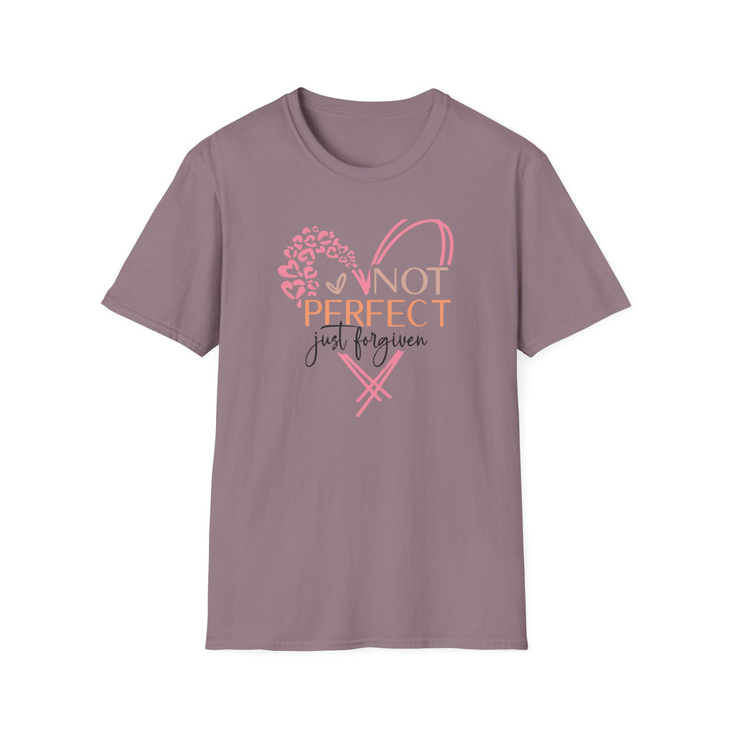 Not Perfect Just Forgiven T-Shirt | Heart Leopard Script Faith Tee