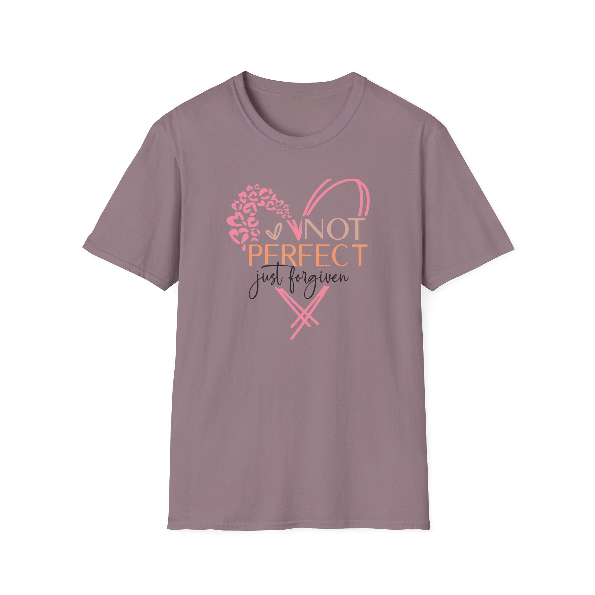 Not Perfect Just Forgiven T-Shirt | Heart Leopard Script Faith Tee