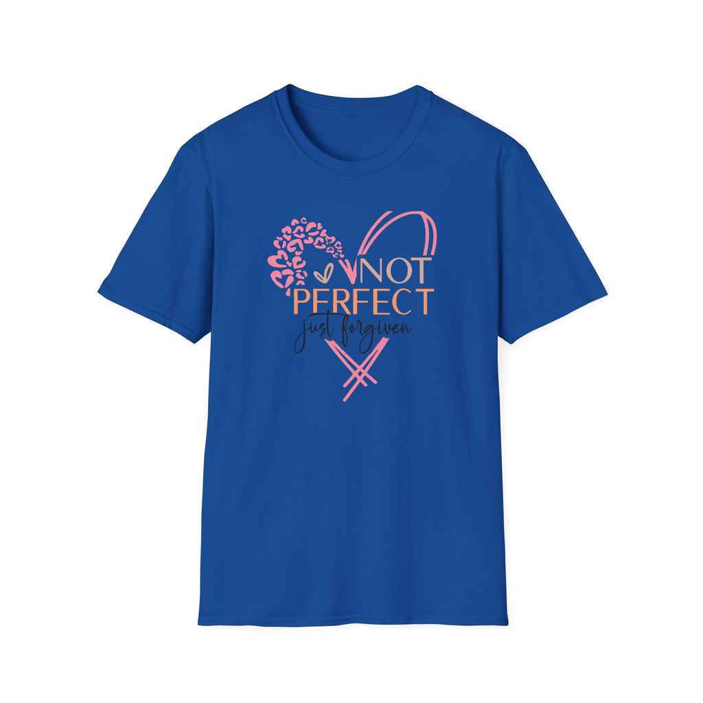 Not Perfect Just Forgiven T-Shirt | Heart Leopard Script Faith Tee