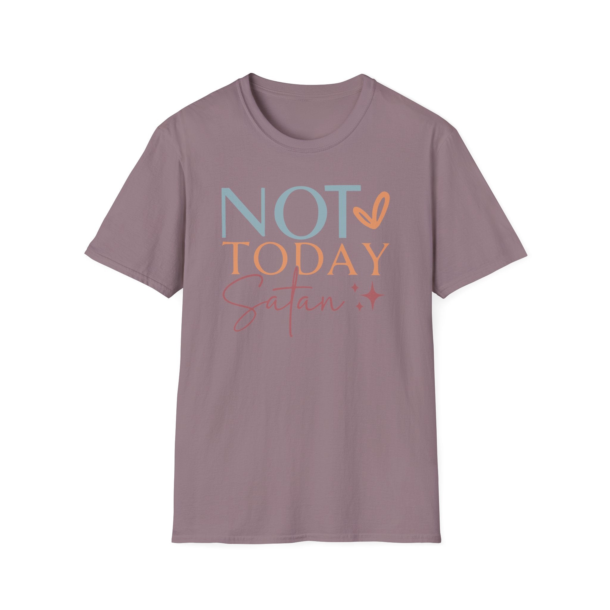 Not Today Satan T-Shirt | Quote Graphic Tee, Pastel Heart Typography
