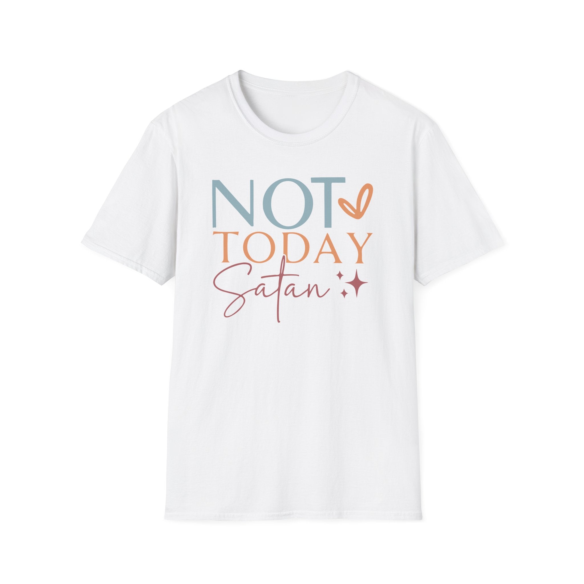 Not Today Satan T-Shirt | Quote Graphic Tee, Pastel Heart Typography