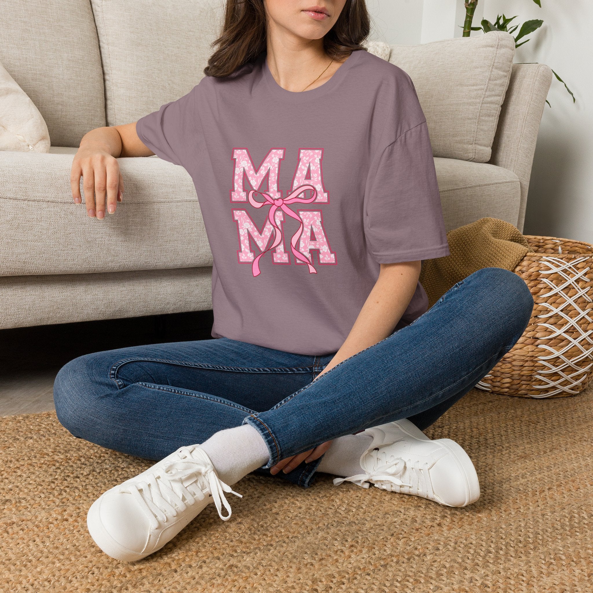 Mama Script Ribbon Monogram T-Shirt