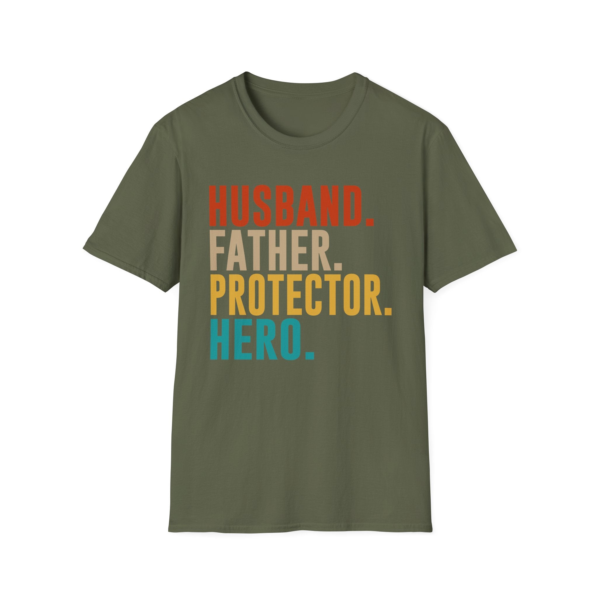 Husband Father Protector Hero T-Shirt | Fatherhood Typography Tee