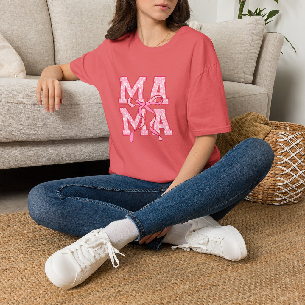 Mama Script Ribbon Monogram T-Shirt