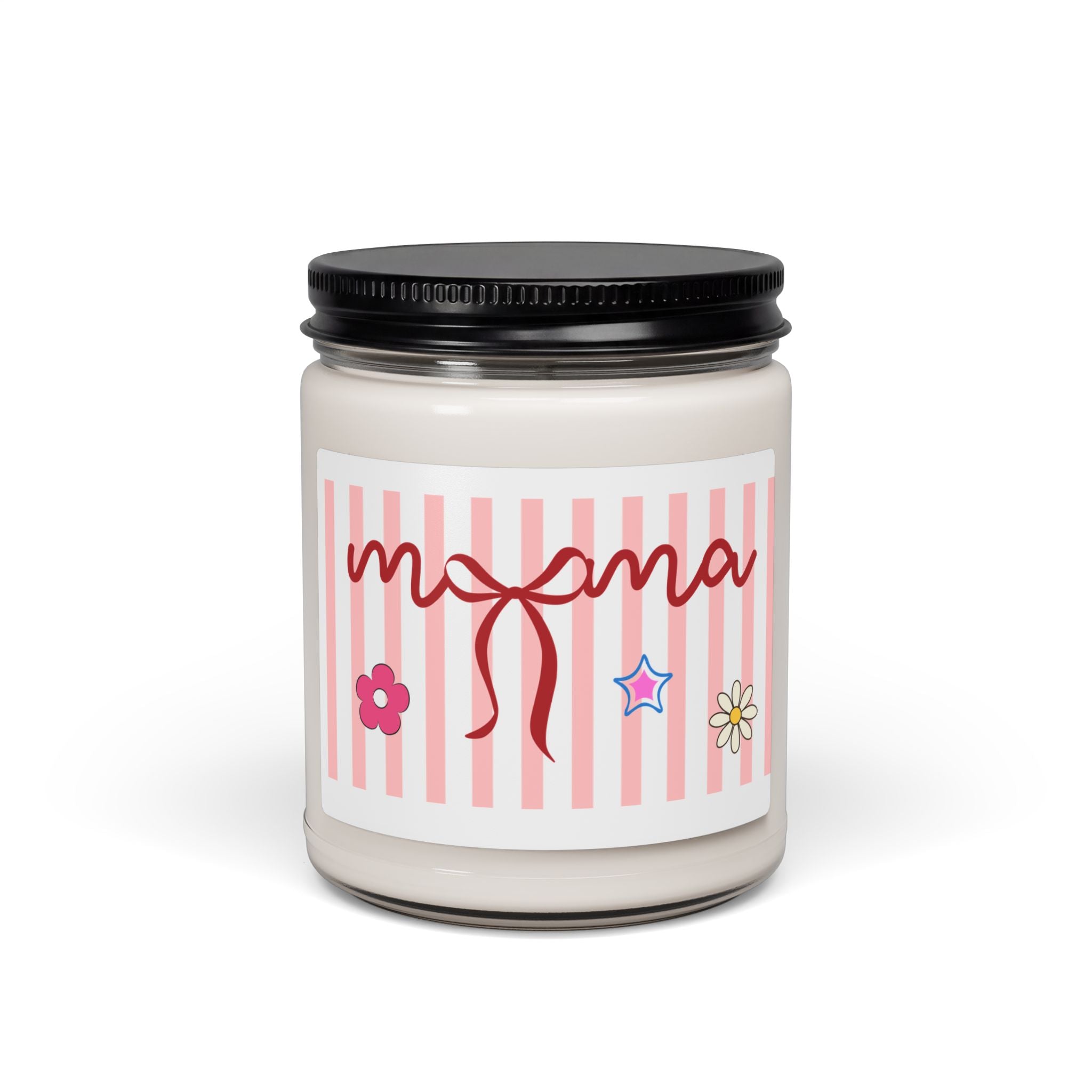 Mama Script Ribbon Floral Candle | 9oz Soy Candle