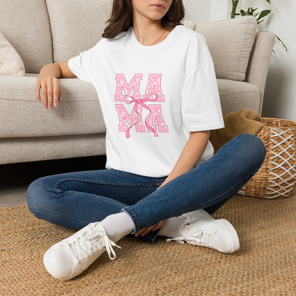 Mama Script Ribbon Monogram T-Shirt