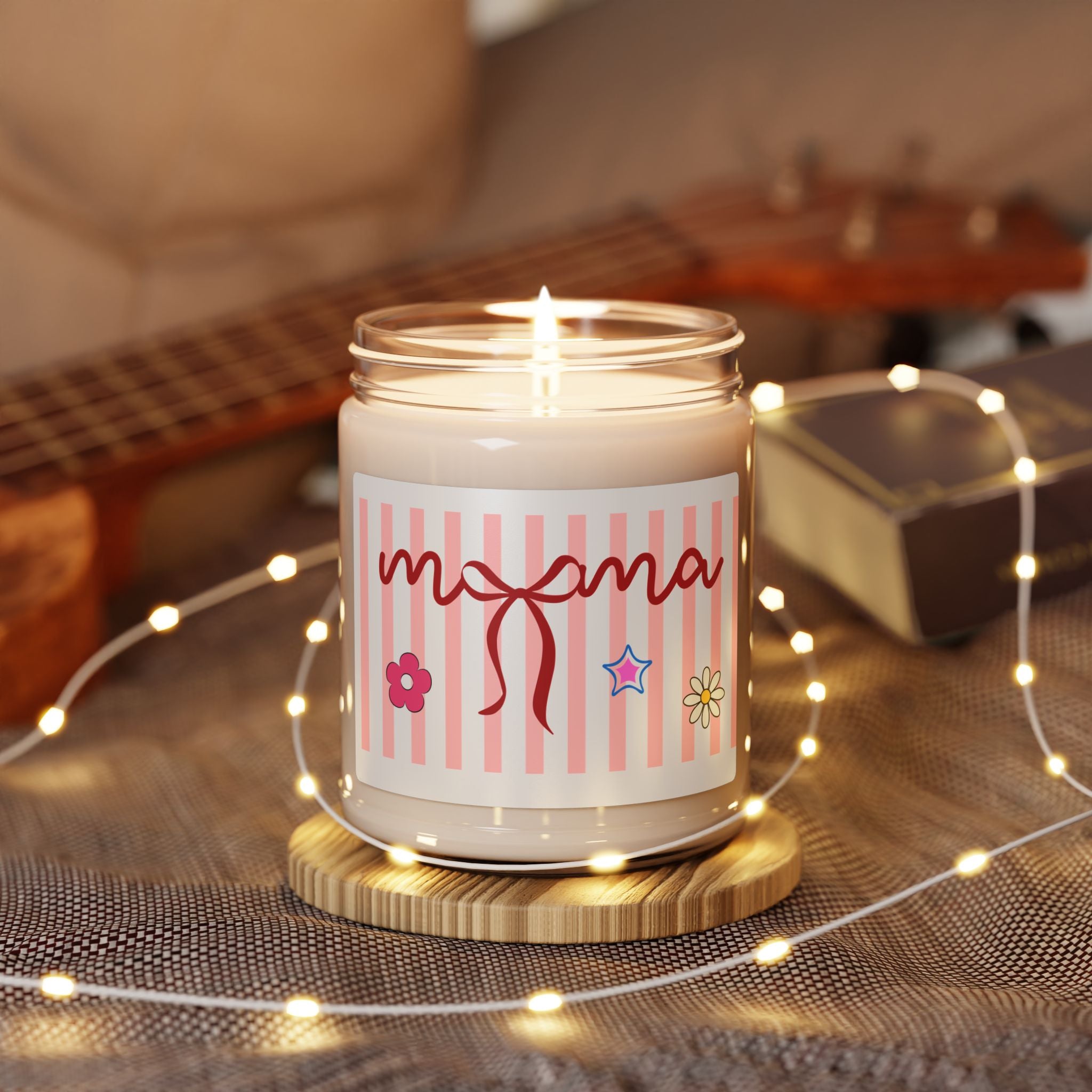 Mama Script Ribbon Floral Candle | 9oz Soy Candle