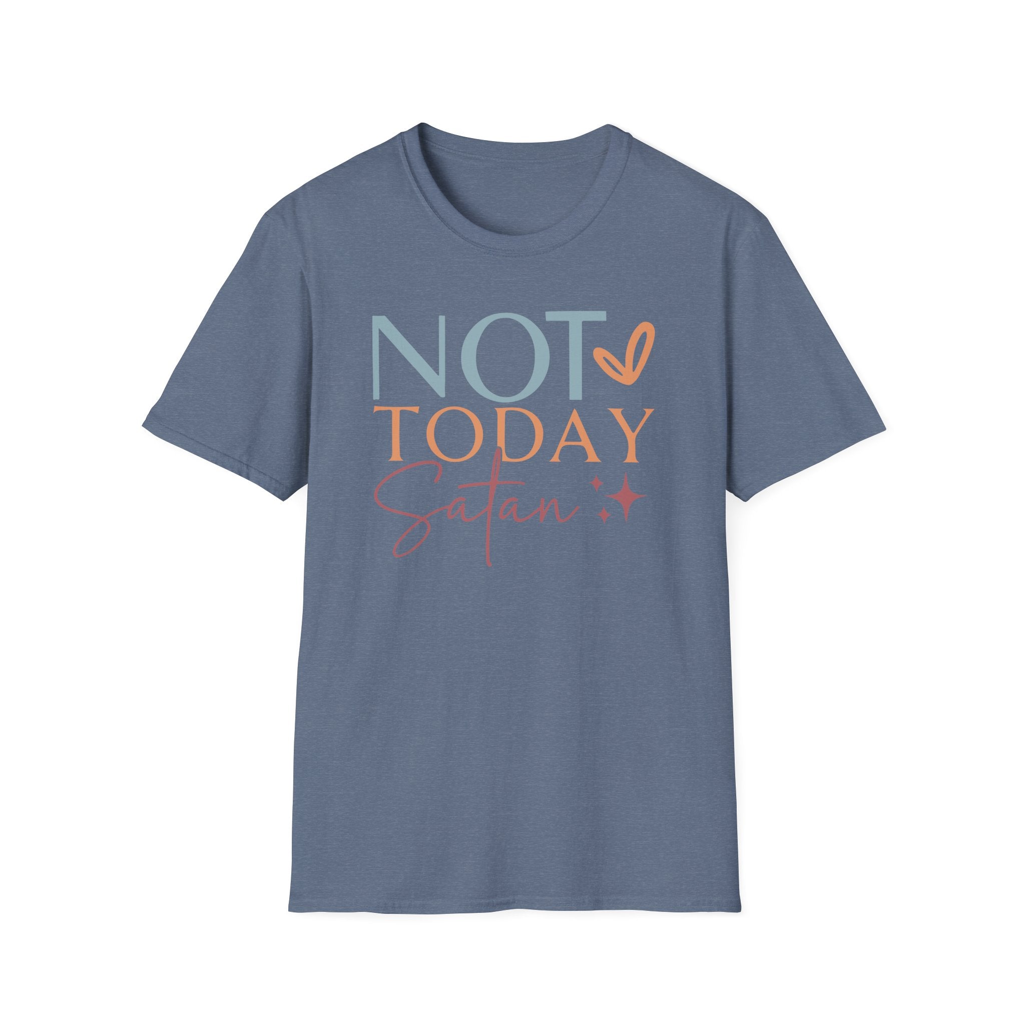 Not Today Satan T-Shirt | Quote Graphic Tee, Pastel Heart Typography