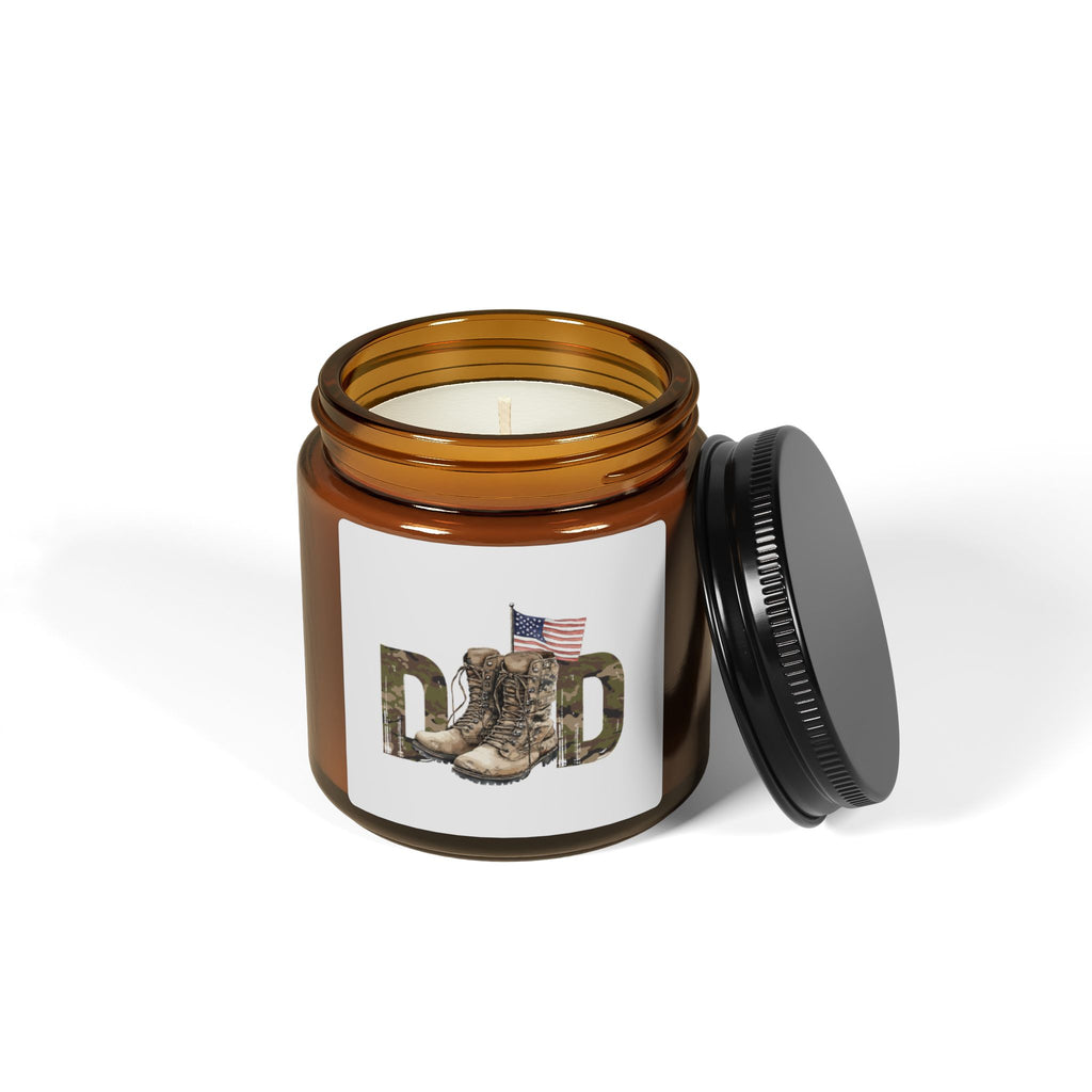 CAMO DAD with Boots and American Flag Candle
