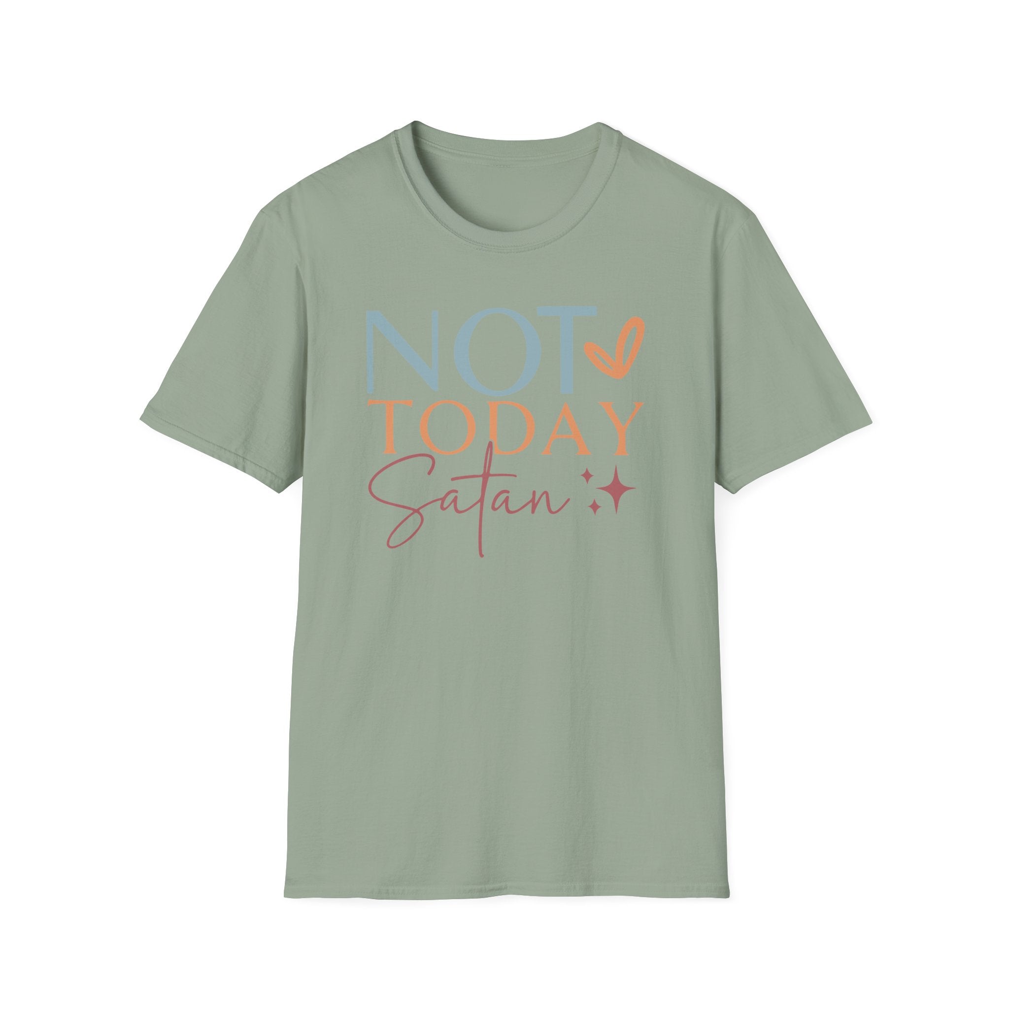 Not Today Satan T-Shirt | Quote Graphic Tee, Pastel Heart Typography