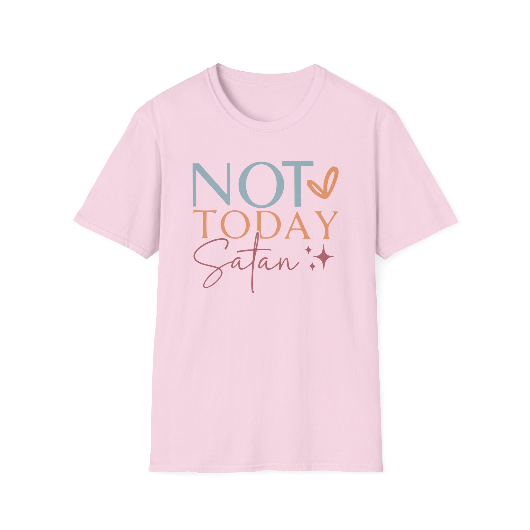 Not Today Satan T-Shirt | Quote Graphic Tee, Pastel Heart Typography