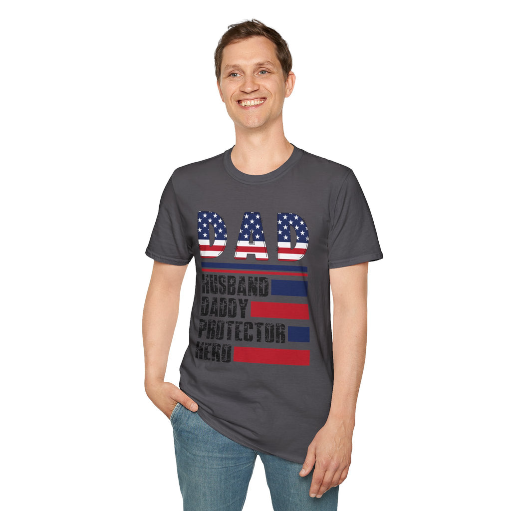 Patriotic DAD American Flag T-Shirt | Dad Husband Daddy Protector Hero