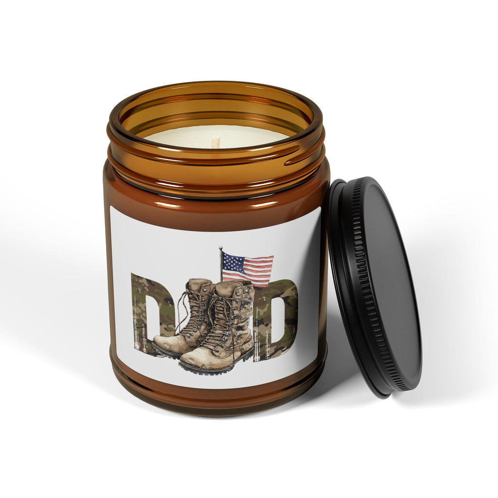 CAMO DAD with Boots and American Flag Candle