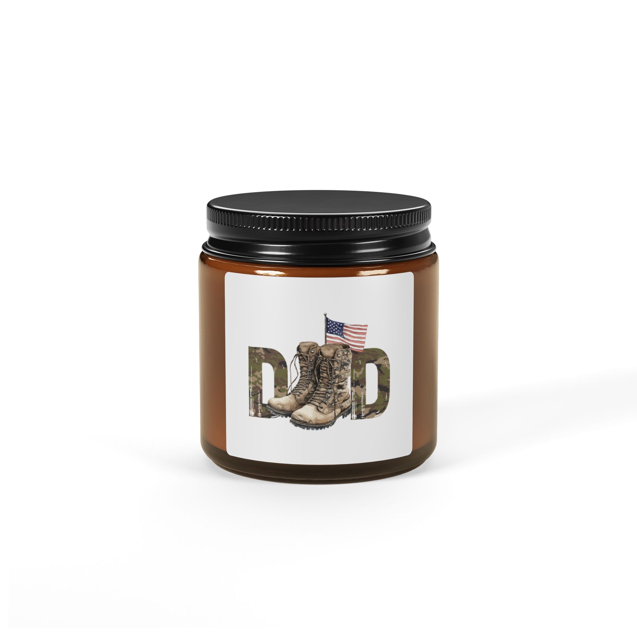 CAMO DAD with Boots and American Flag Candle