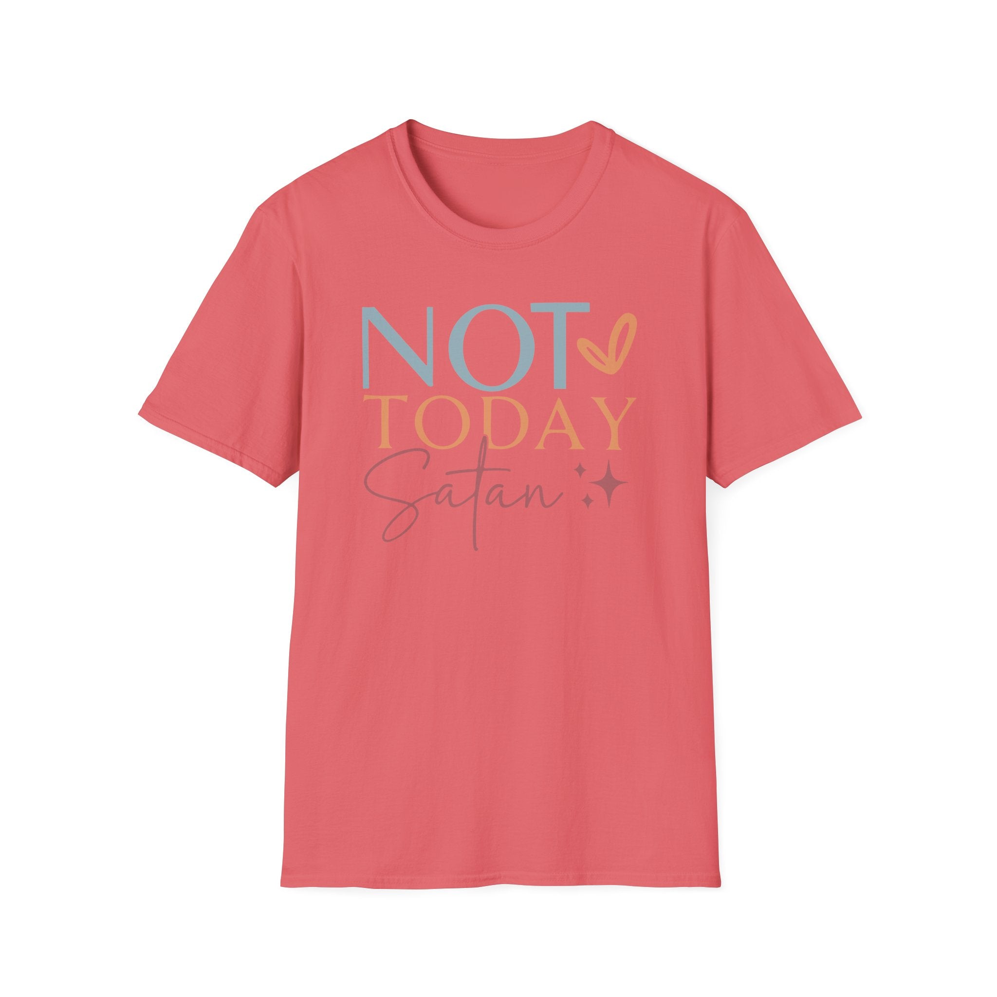 Not Today Satan T-Shirt | Quote Graphic Tee, Pastel Heart Typography