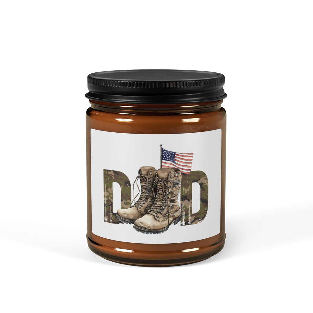 CAMO DAD with Boots and American Flag Candle